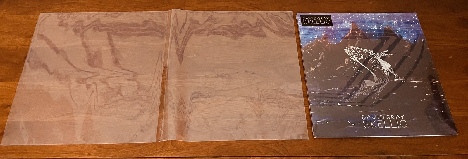 Open Gatefold Jacket sleeve next to a gatefold LP